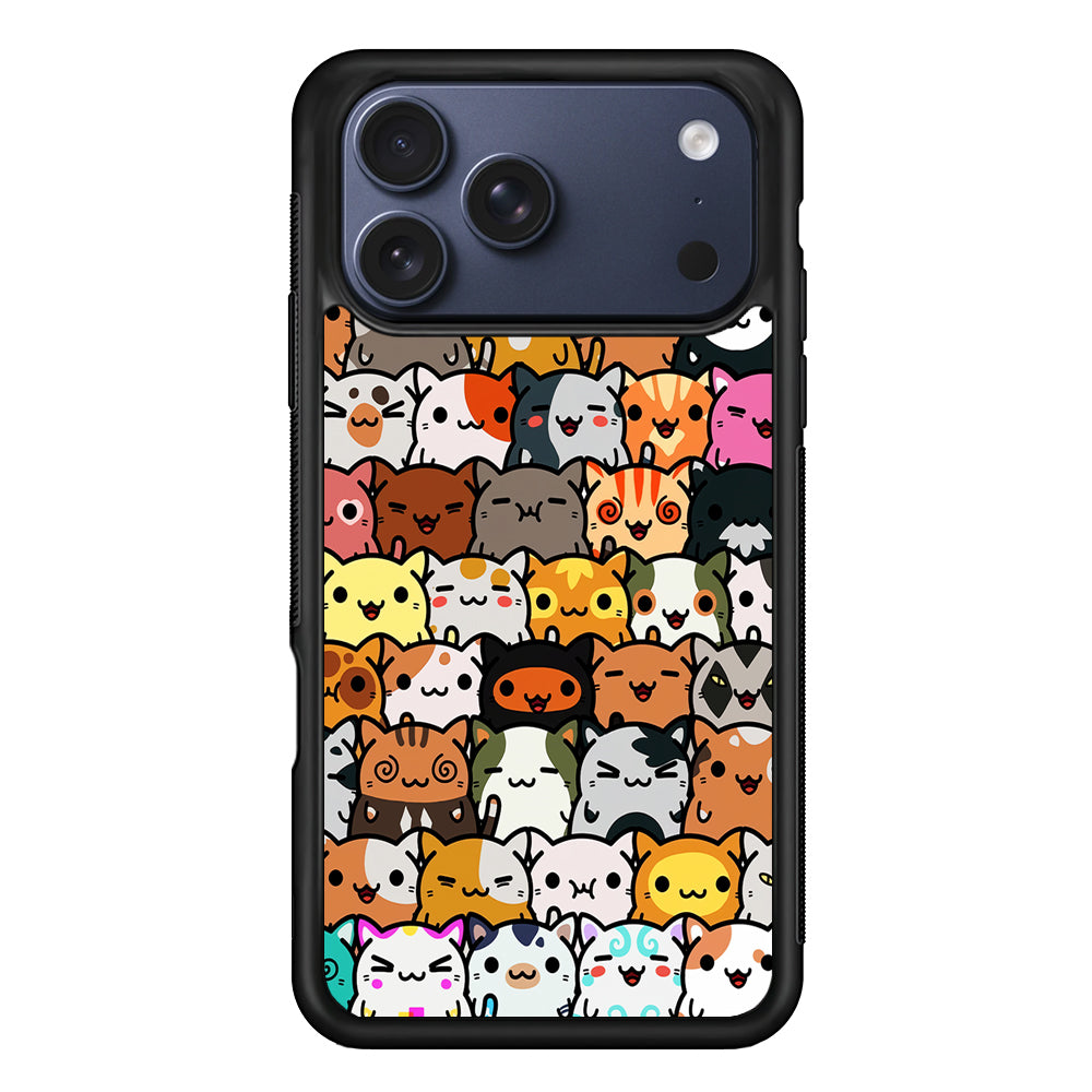 Kawaii Cute Cats Lovers Pattern iPhone 17 Pro Max Case | Slim Protective Cover for iPhone 17 Pro Max