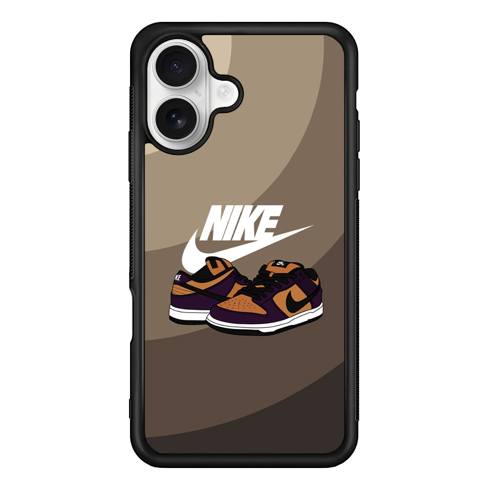 Nike Purple in Brown Layer iPhone 16 Plus Case – Slim Fit Protective Phone Case