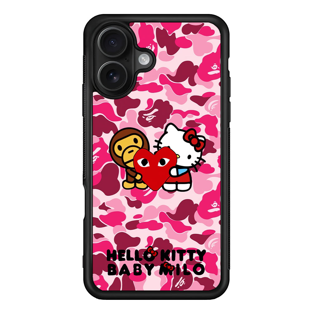 Bape Baby Milo X Hello Kitty iPhone 16 Case | Slim Rubber Case for iPhone 16
