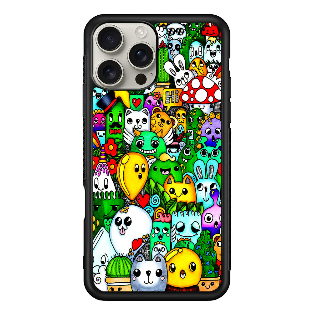 Cute Doodle Art Colorful iPhone 16 Pro Max Case | Stylish Protective Case for iPhone 16 Pro Max