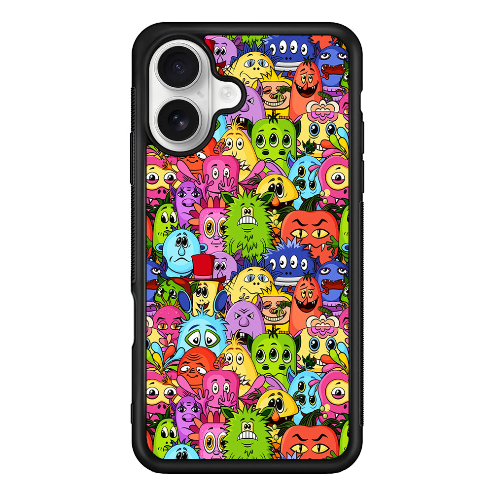 Monster Alien Cartoon Doodle iPhone 16 Plus Case | Durable Protective Rubber Cover