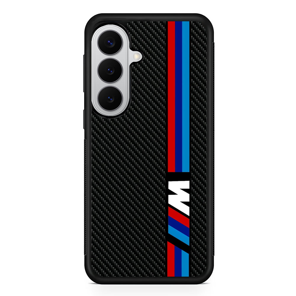 BMW M Carbon Tricolor Stripes Samsung Galaxy S26 Case | Slim Rubber Case for Samsung Galaxy S26