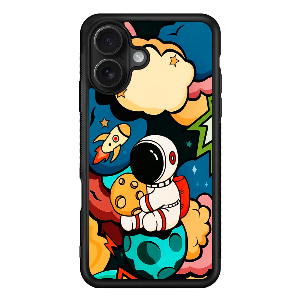 Cute Astronaut Hug The Planet iPhone 16 Case - Oxvistore