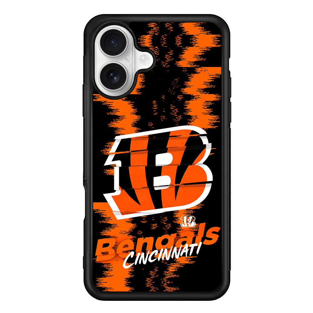 Cincinnati Bengals Abstract Color iPhone 16 Plus Case | Durable Protective Rubber Cover