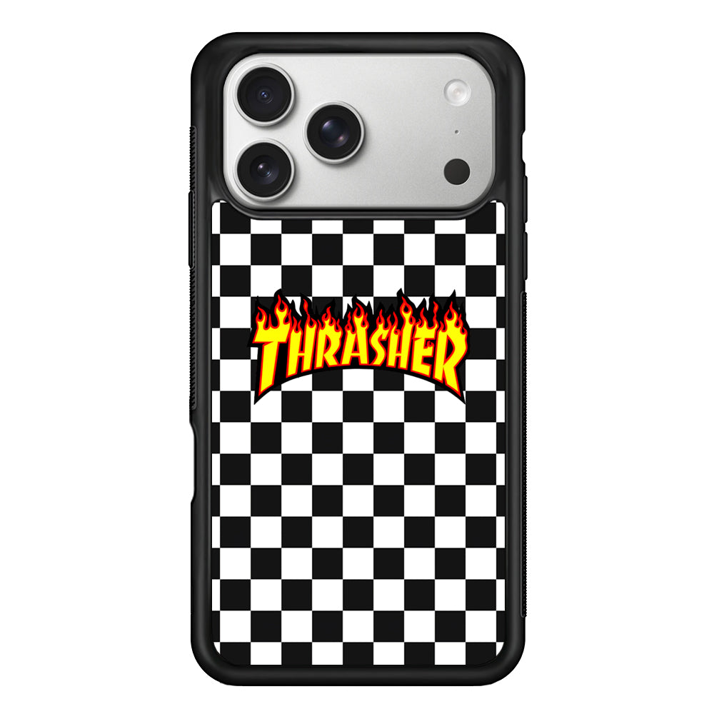 Thrasher Chess Pattern iPhone 17 Pro Case | Slim Rubber Case for iPhone 17 Pro