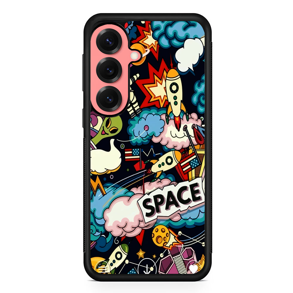 Cartoon Space Rockets Samsung Galaxy S25 Case | Protective Case for Samsung Galaxy S25