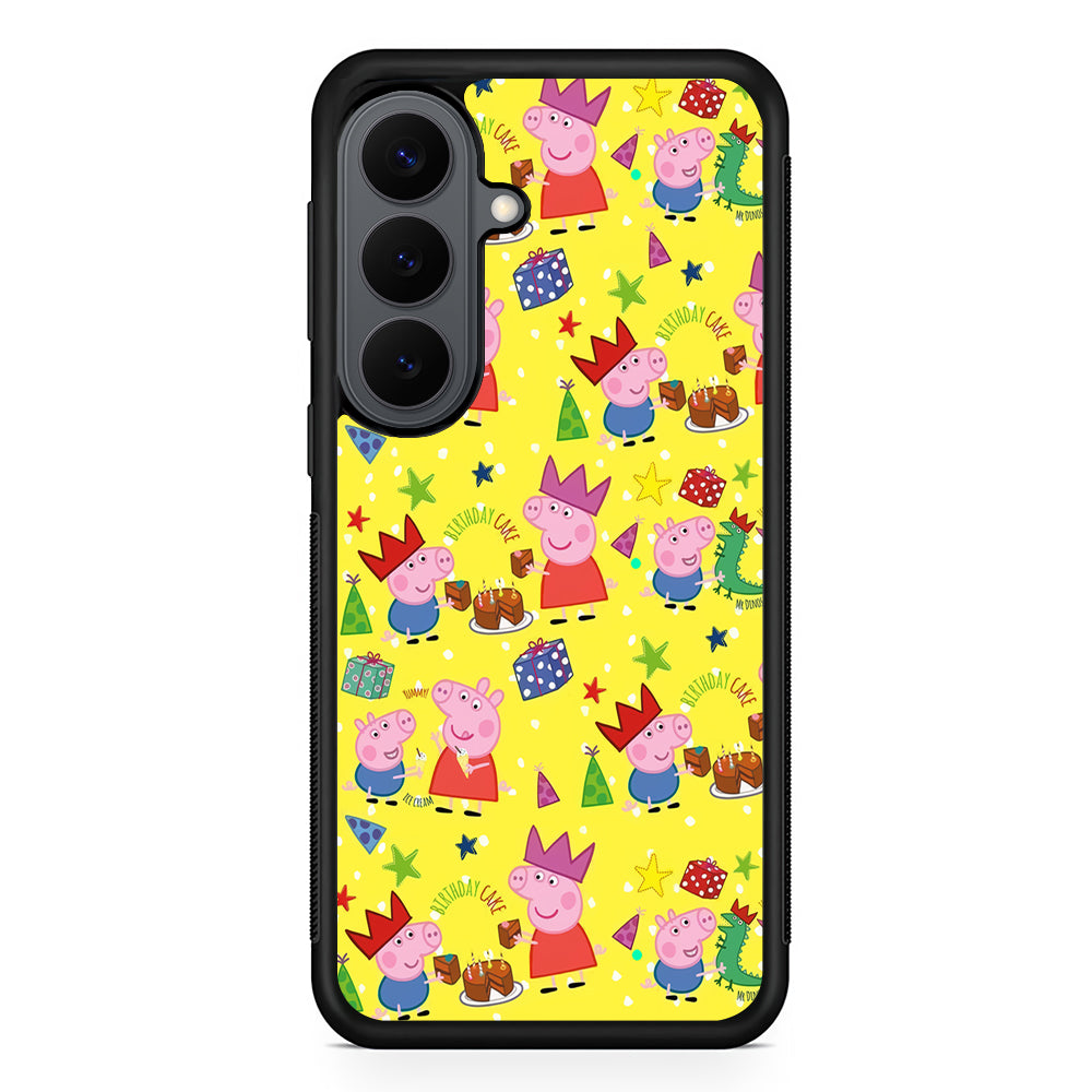 Peppa Pig Happy Birthday Yellow Samsung Galaxy S26 Plus Case | Slim Rubber Case for Samsung Galaxy S26 Plus