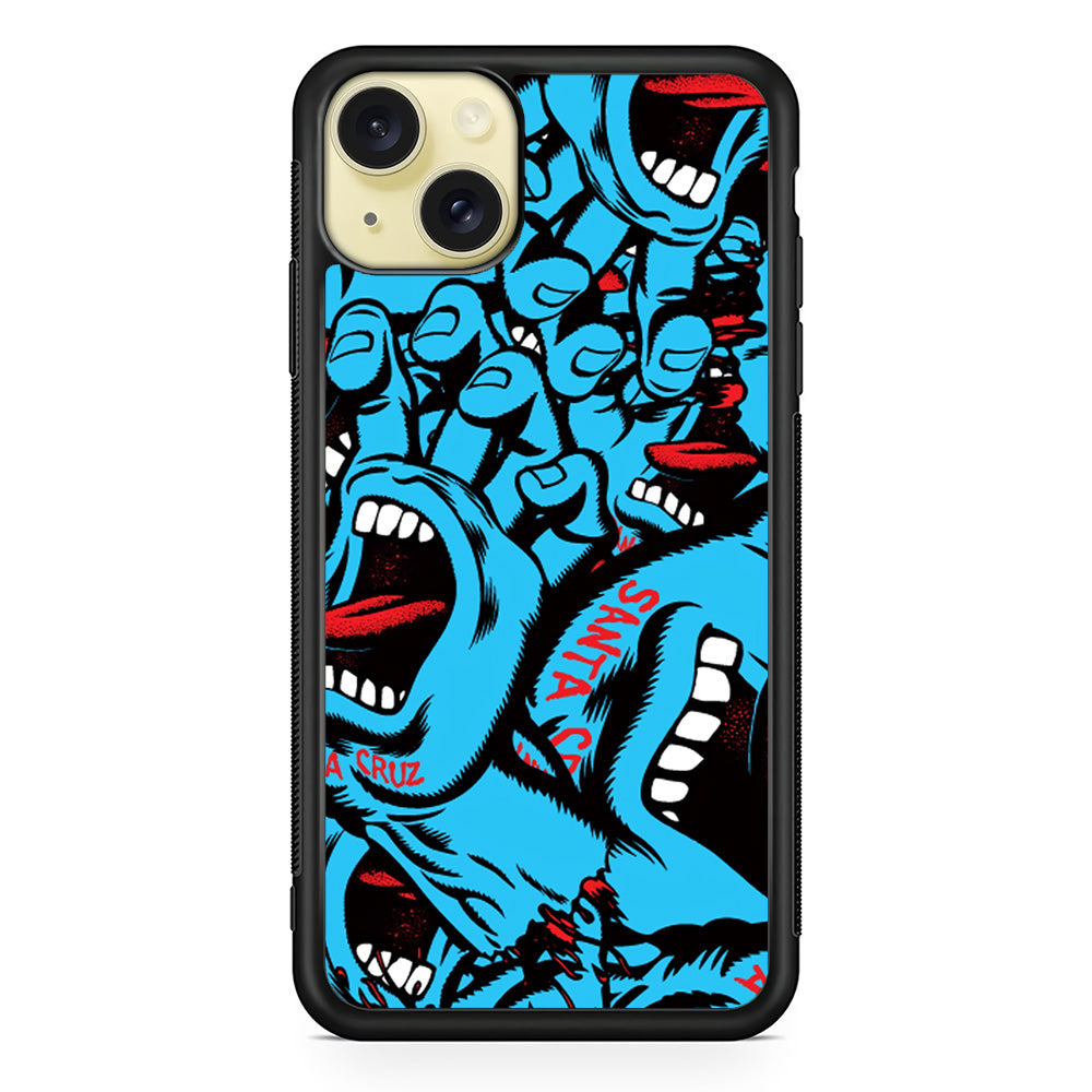 Santa Cruz Skateboard Pattern iPhone 15 Plus Case | Slim Rubber Case for iPhone 15 Plus