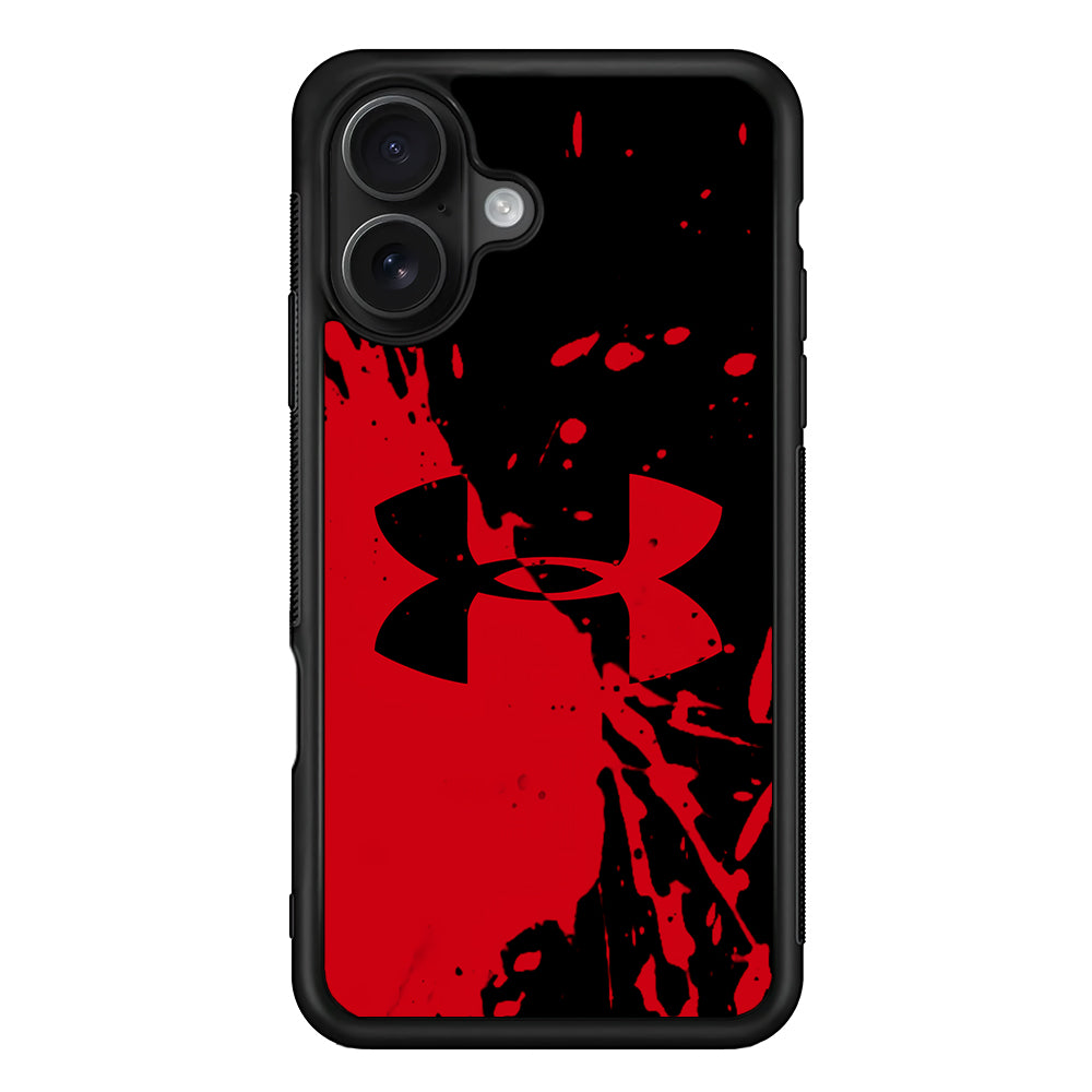 Under Armour Black Red iPhone 16 Case | Slim Rubber Case for iPhone 16