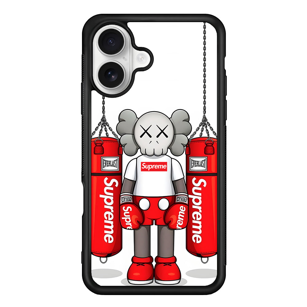 Kaws X Supreme Boxing Hypebeast iPhone 16 Plus Case | Slim Rubber Case for iPhone 16 Plus