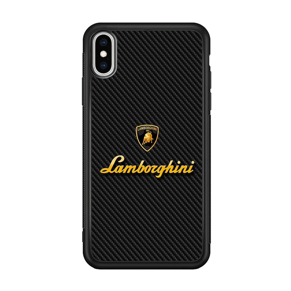 Lamborghini Black Carbon Logo iPhone Xs Max Case | Slim Rubber Case for iPhone Xs Max