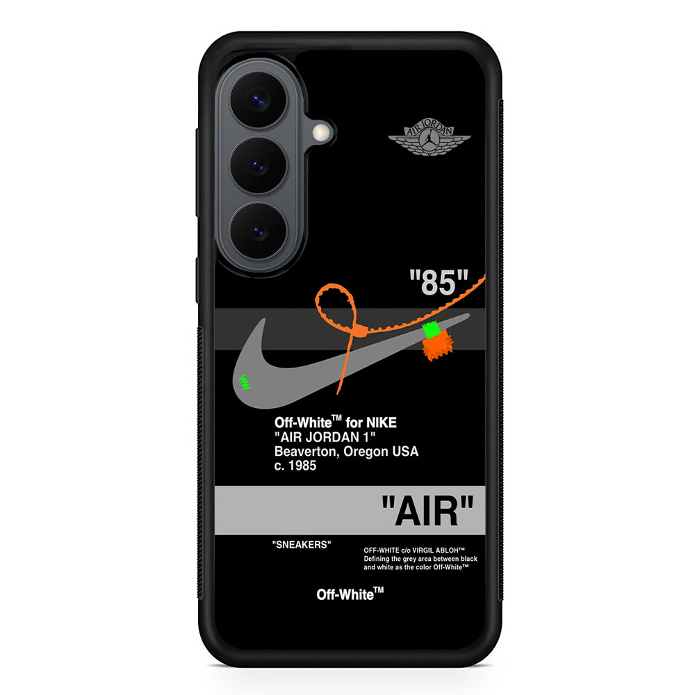 Off White x Nike Air Jordan Black Samsung Galaxy S26 Plus Case | Slim Rubber Case for Samsung Galaxy S26 Plus
