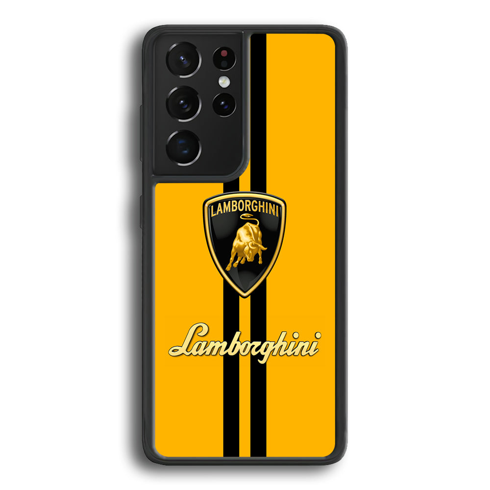 Lamborghini Logo Yellow Samsung Galaxy S24 Ultra Case | Slim Rubber Case for Samsung Galaxy S24 Ultra