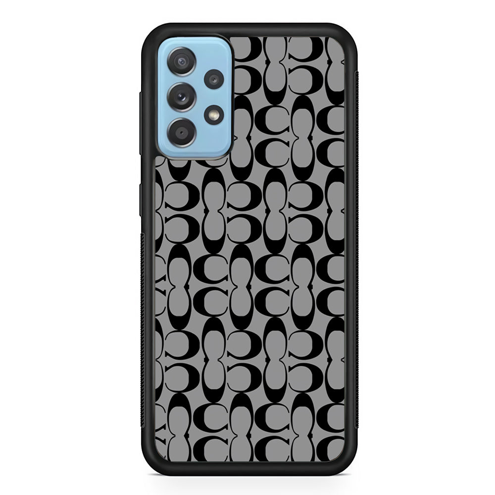 Coach Black Grey Samsung Galaxy A72 Case | Slim Rubber Case for Samsung Galaxy A72