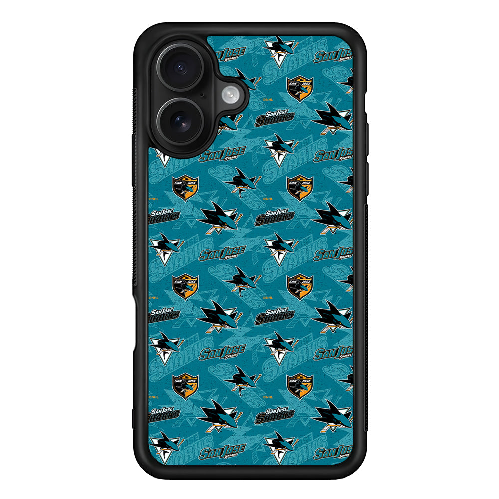 San Jose Sharks Pattern iPhone 16 Case - Oxvistore