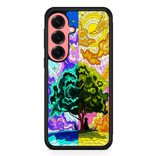 Cat and Men Under The Tree Samsung Galaxy S25 Case | Protective Case for Samsung Galaxy S25