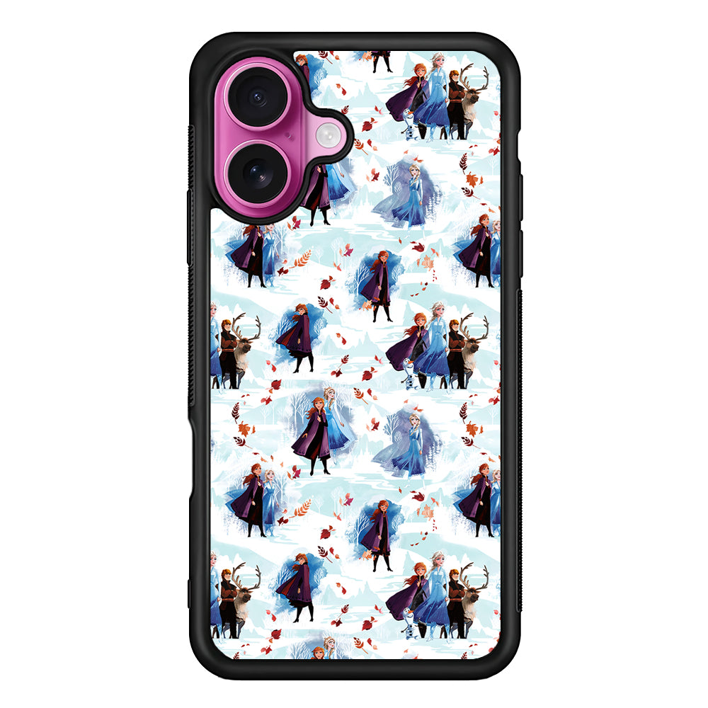 Elsa Anna Frozen Pattern Autumn iPhone 17 Case | Slim Protective Rubber Phone Cover