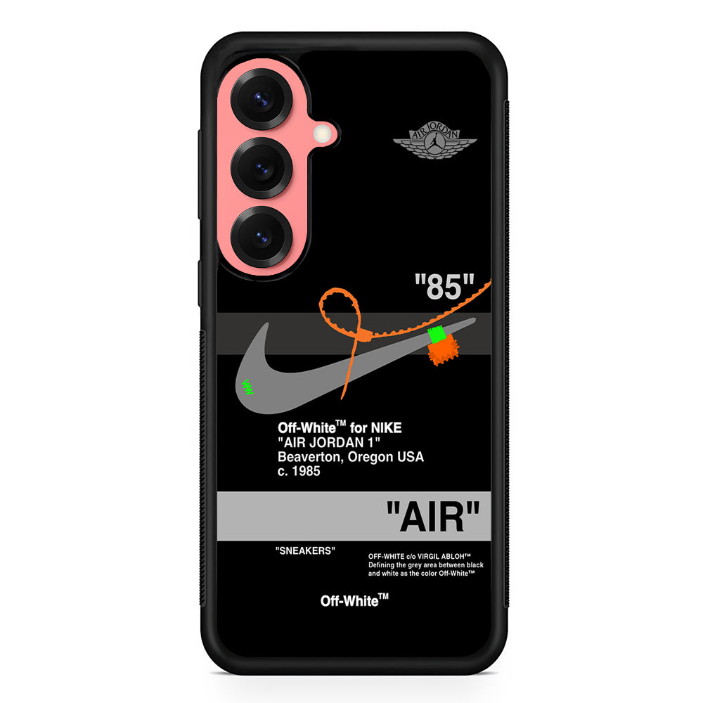 Off White x Nike Air Jordan Black Samsung Galaxy S25 Case | Slim Rubber Case for Samsung Galaxy S25