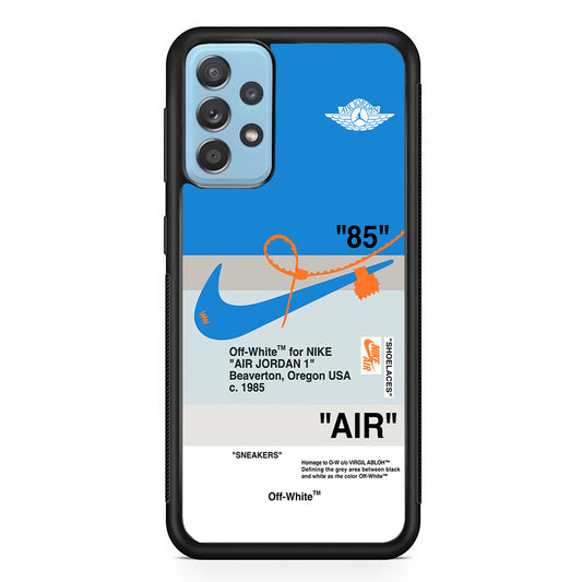 Off White x Nike Air Jordan Blue Samsung Galaxy A72 Case | Slim Rubber Case for Samsung Galaxy A72