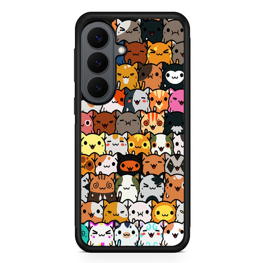 Kawaii Cute Cats Lovers Pattern Samsung Galaxy S26 Plus Case | Slim Rubber Case for Samsung Galaxy S26 Plus