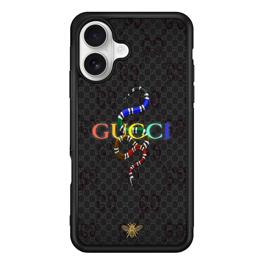 Gucci Colorful Logo Style iPhone 16 Plus Case | Slim Rubber Case for iPhone 16 Plus