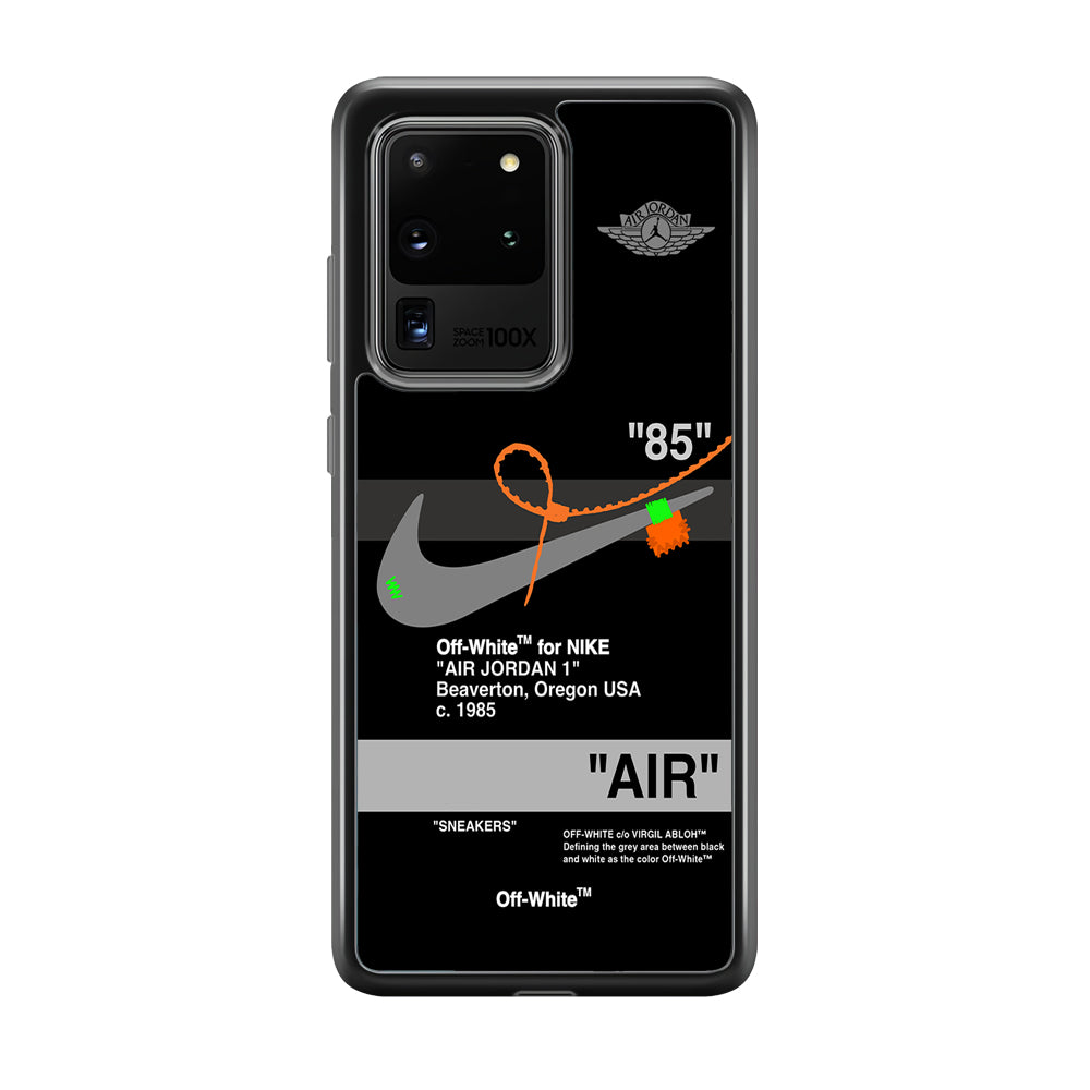 Off White x Nike Air Jordan Black Samsung Galaxy S20 Ultra Case | Slim Rubber Case for Samsung Galaxy S20 Ultra