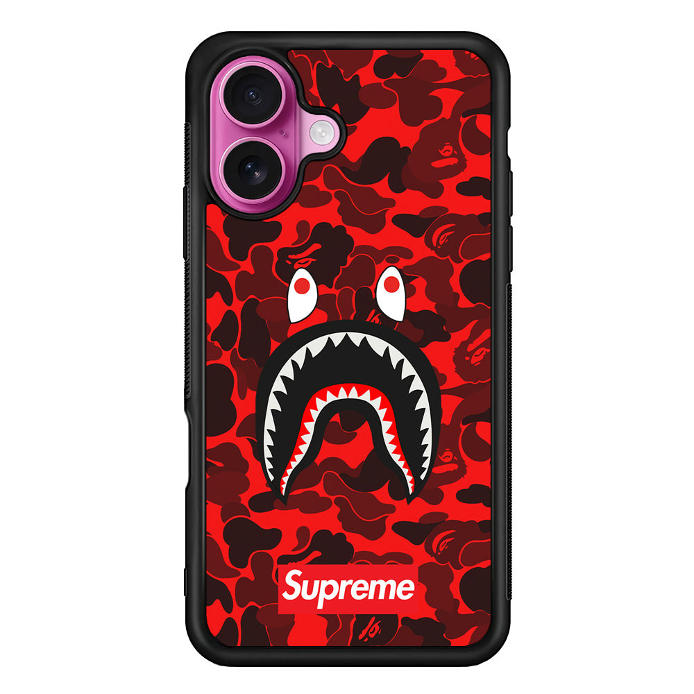 Bape Supreme Red Camo iPhone 17 Case | Slim Rubber Case for iPhone 17