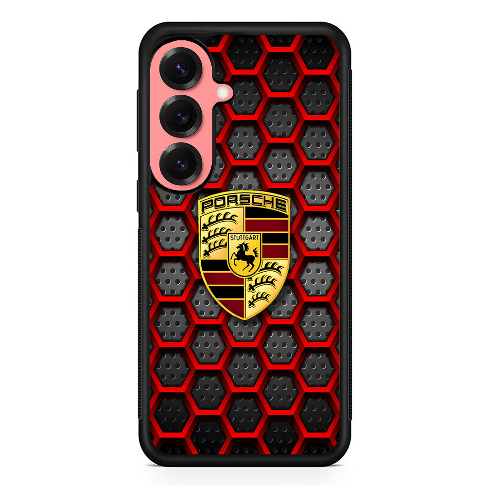 Porsche Red Hexagon Samsung Galaxy S25 Case | Slim Protective Cover for Samsung Galaxy S25