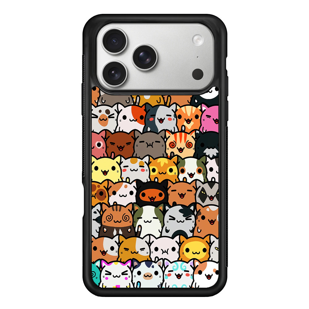Kawaii Cute Cats Lovers Pattern iPhone 17 Pro Case | Slim Rubber Case for iPhone 17 Pro