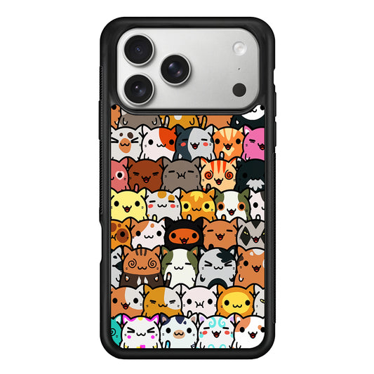 Kawaii Cute Cats Lovers Pattern iPhone 17 Pro Case | Slim Rubber Case for iPhone 17 Pro