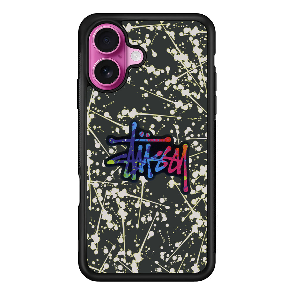 Stussy Splash Grey iPhone 17 Case | Slim Rubber Case for iPhone 17