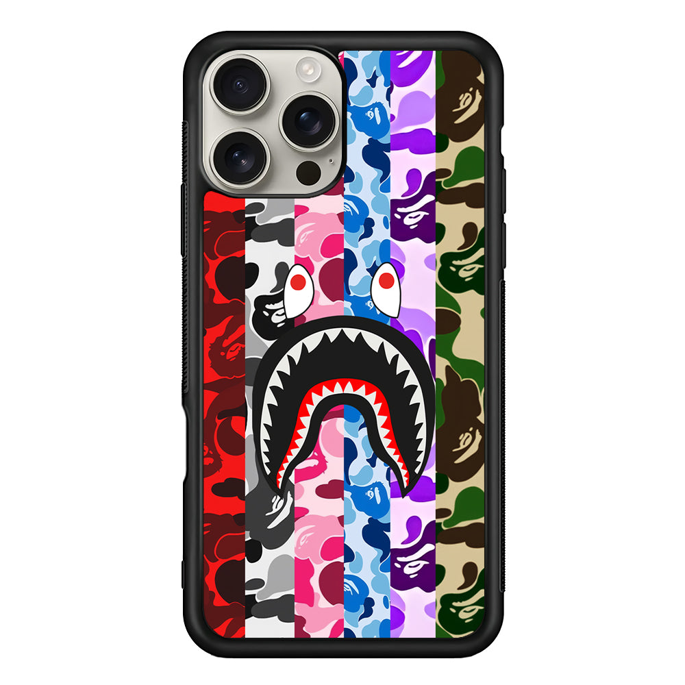 Bape Colorfull Camo iPhone 16 Pro Max Case | Slim Rubber Case for iPhone 16 Pro Max