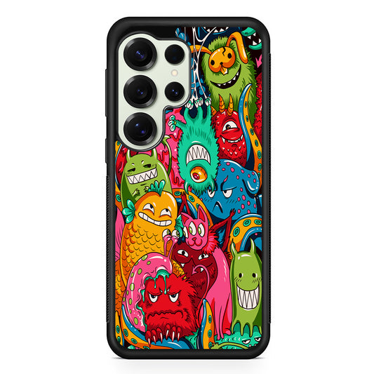 The Cute Monster Gathering Doodle Samsung Galaxy S25 Ultra Case | Durable Rubber Case for Samsung Galaxy S25 Ultra