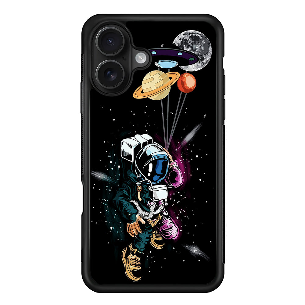 Astronaut UFO Balloon Outer Space iPhone 16 Case - Oxvistore