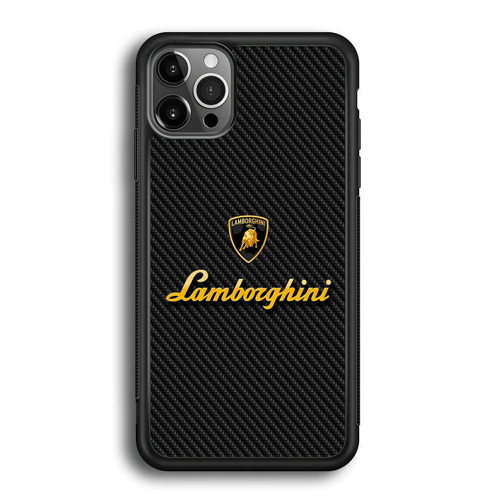 Lamborghini Black Carbon Logo iPhone 12 Pro Max Case | Slim Rubber Case for iPhone 12 Pro Max