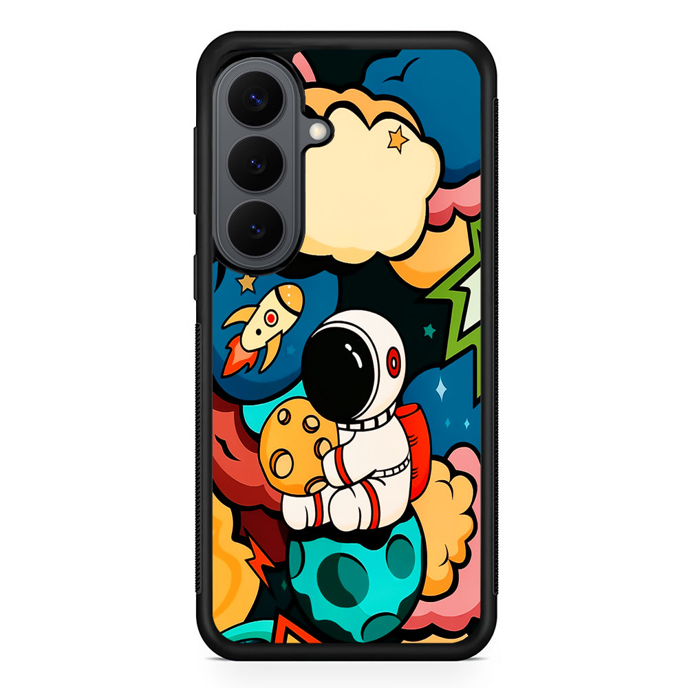 Cute Astronaut Hug The Planet Samsung Galaxy S26 Plus Case | Slim Rubber Case for Samsung Galaxy S26 Plus
