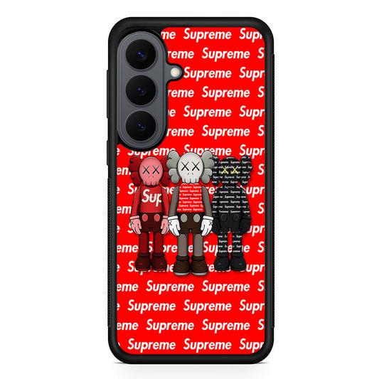 Three Kaws X Supreme Background Samsung Galaxy S26 Plus Case | Slim Rubber Case for Samsung Galaxy S26 Plus