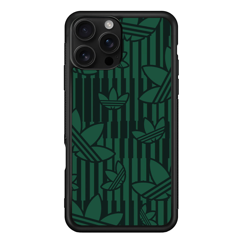 Adidas Dark Green Pattern iPhone 16 Pro Case - Stylish Protective Cover for iPhone 16 Pro