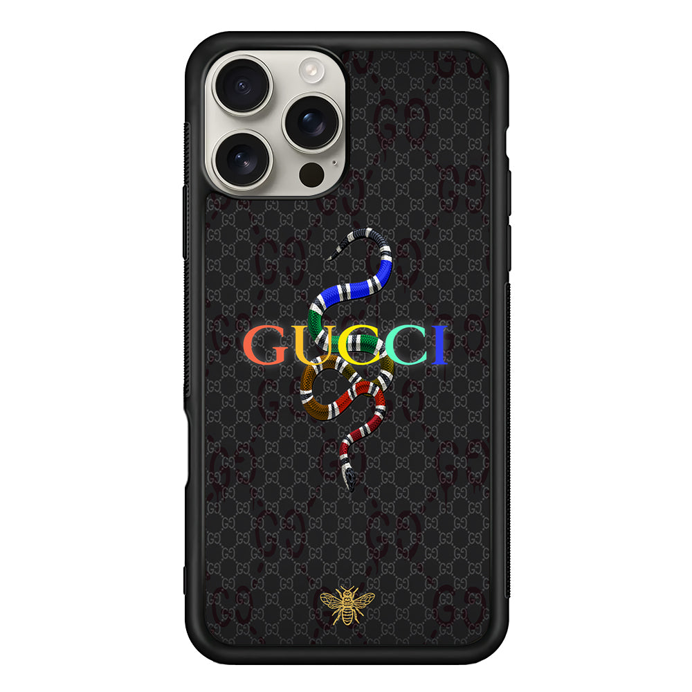 Gucci Colorful Logo Style iPhone 16 Pro Max Case | Slim Rubber Case for iPhone 16 Pro Max