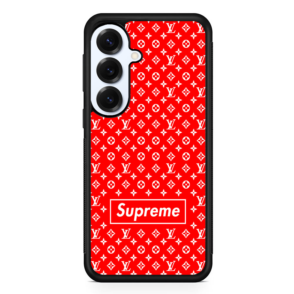 Louis Vuitton X Supreme Red Background Samsung Galaxy S25 Plus Case | Slim Rubber Case for Samsung Galaxy S25 Plus