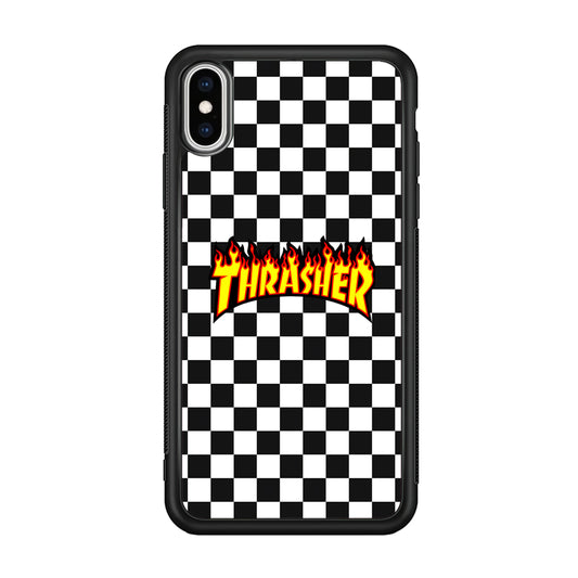 Thrasher Chess Pattern iPhone Xs Max Case | Slim Rubber Case for iPhone Xs Max