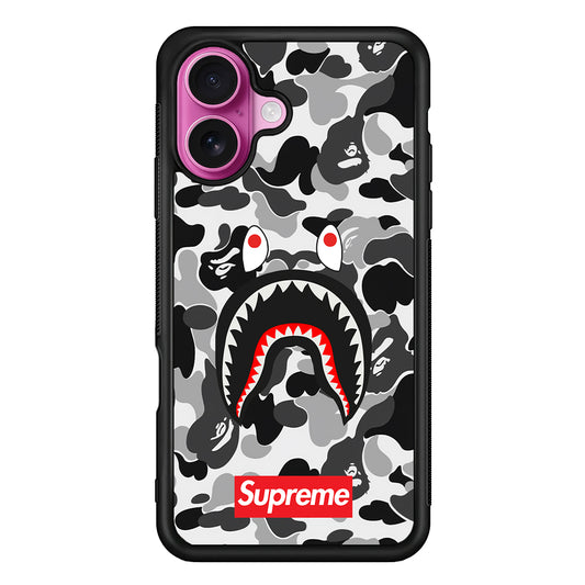 Bape Supreme Black Camo iPhone 17 Case | Slim Rubber Case for iPhone 17