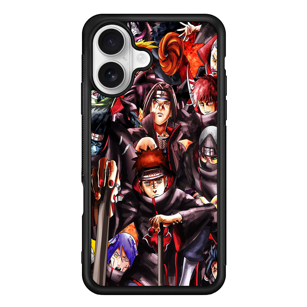 Naruto Akatsuki Full Team iPhone 16 Plus Case | Durable Protective Rubber Cover