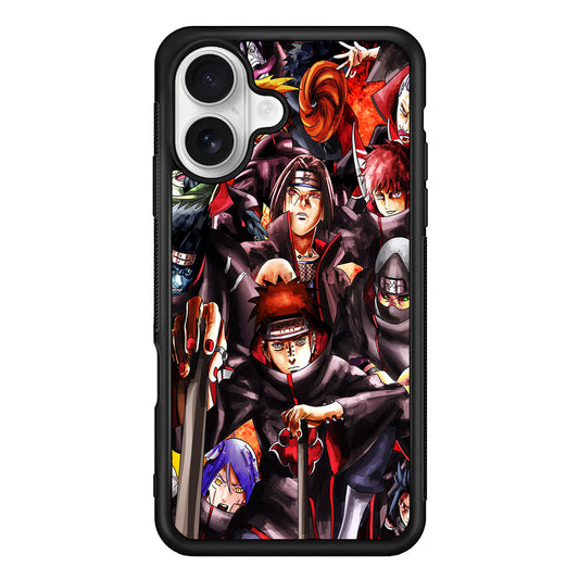 Naruto Akatsuki Full Team iPhone 16 Plus Case | Durable Protective Rubber Cover