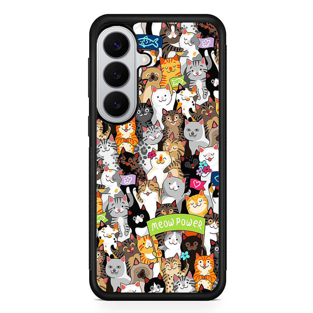 Cute Cats Meow Power Samsung Galaxy S26 Case | Protective Rubber Cover