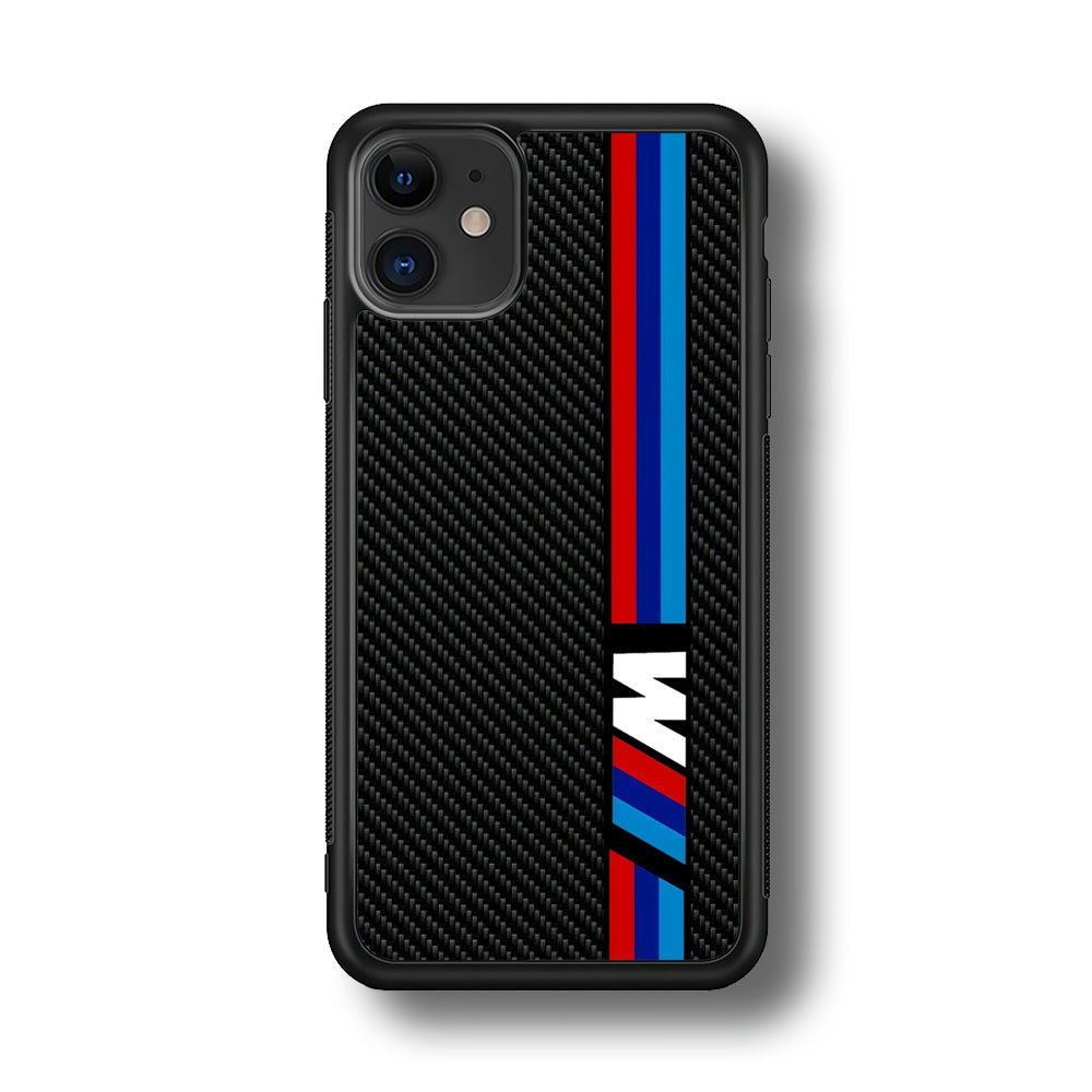 BMW M Carbon Tricolor Stripes iPhone 11 Case | Slim Rubber Case for iPhone 11