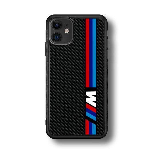 BMW M Carbon Tricolor Stripes iPhone 11 Case | Slim Rubber Case for iPhone 11