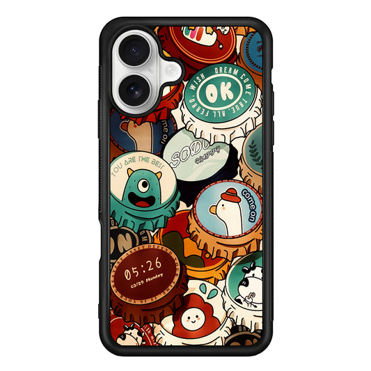Collection of Bottle Caps iPhone 16 Plus Case | Durable Protective Rubber Cover