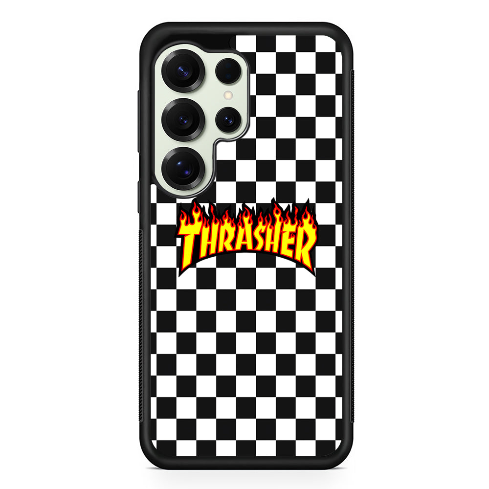 Thrasher Chess Pattern Samsung Galaxy S25 Ultra Case | Slim Rubber Case for Samsung Galaxy S25 Ultra