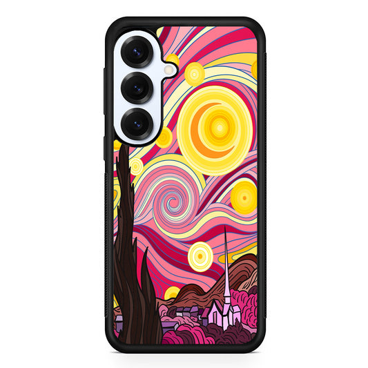 Pink Starry Night Van Gogh Samsung Galaxy S25 Plus Case | Slim Rubber Cover for Samsung Galaxy S25 Plus